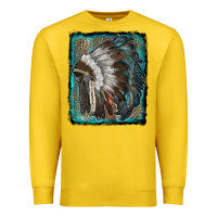 Lemon indian feather headdress with leopard background Premium Sweatshirt - RanaPortraitStore