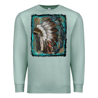 Indian Feather Headdress With Leopard Background Premium Sweatshirt | Teevron