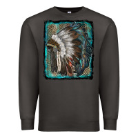 Smoke indian feather headdress with leopard background Premium Sweatshirt - RanaPortraitStore