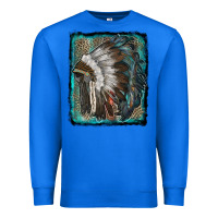 True Royal indian feather headdress with leopard background Premium Sweatshirt - RanaPortraitStore