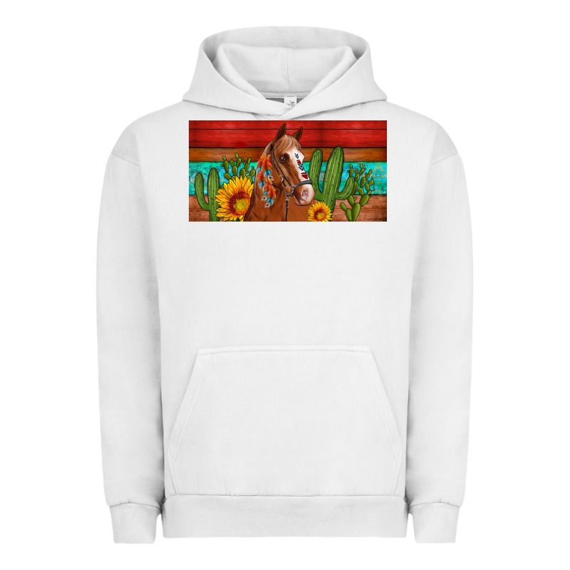 Aztec Horse Cactus And Sunflowers License Plate Template Urban Hoodie by Artiststas | Teevron