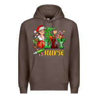 Coffee jolly nurse with Christmas element Premium Hoodie - AdoDesignShop