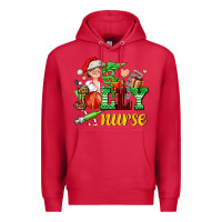 Cardinal jolly nurse with Christmas element Premium Hoodie - AdoDesignShop