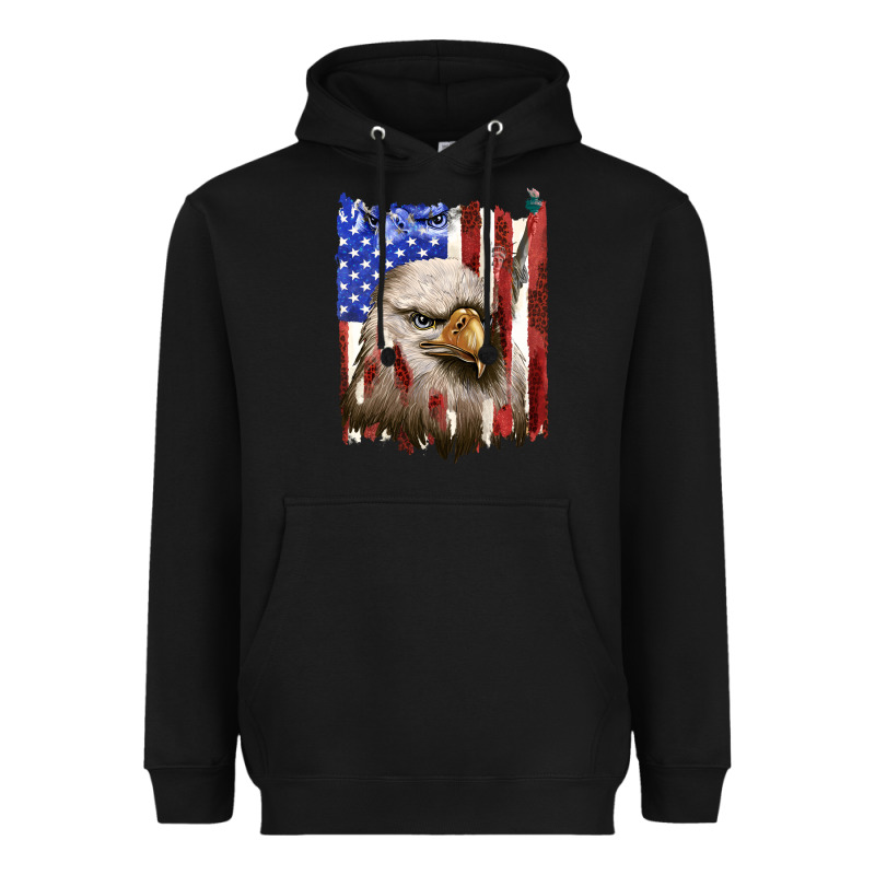 Usa Flag With Eagle Head Heavyweight Hoodie by texasbilliewilder | Teevron