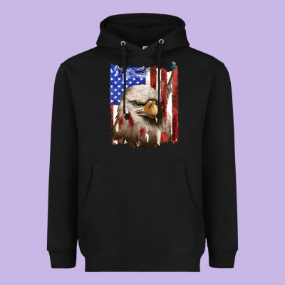 Heavyweight Hoodie usa flag with eagle head