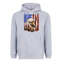 Heather Grey usa flag with eagle head Heavyweight Hoodie - texasbilliewilder