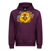 Mauve Wine bee sunflower leopard Urban Hoodie - AdoDesignShop