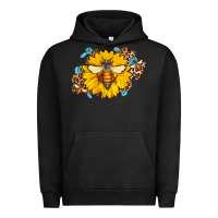 Pigment Black bee sunflower leopard Urban Hoodie - AdoDesignShop