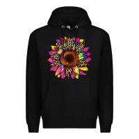 Black tie dye leopard sunflower Premium Hoodie - Artiststas