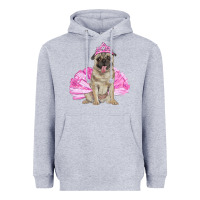 Heather Grey balerina pug with tutu Heavyweight Hoodie - RanaPortraitStore