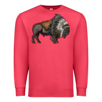 Cardinal bison with indian headdress Premium Sweatshirt - RanaPortraitStore