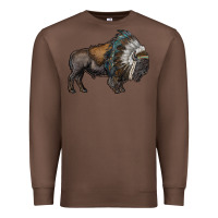 Chestnut bison with indian headdress Premium Sweatshirt - RanaPortraitStore