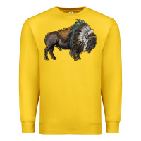 Lemon bison with indian headdress Premium Sweatshirt - RanaPortraitStore