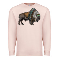 Pale Pink bison with indian headdress Premium Sweatshirt - RanaPortraitStore