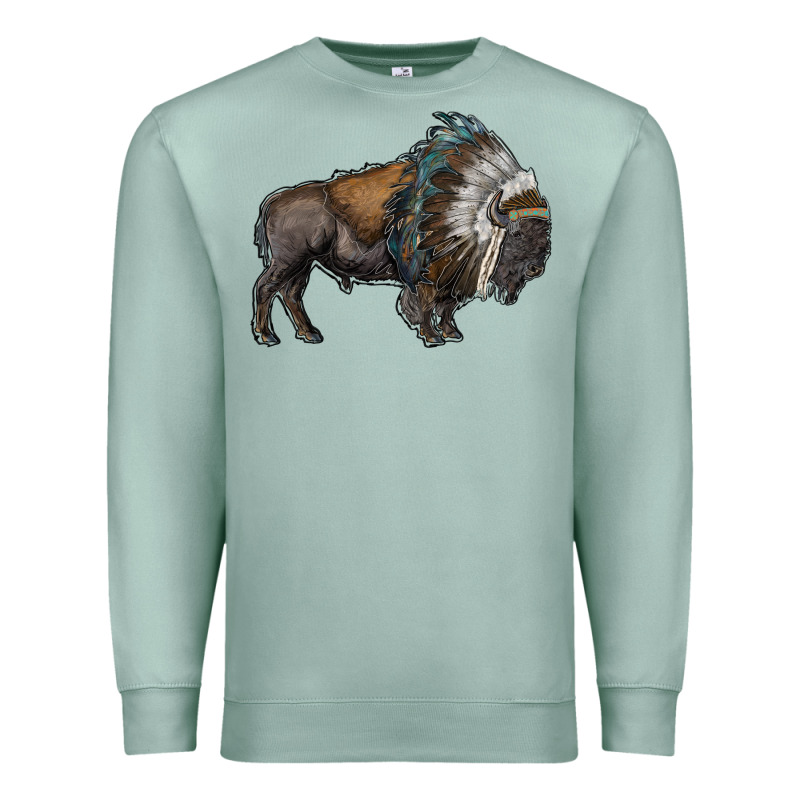 Bison With Indian Headdress Premium Sweatshirt by RanaPortraitStore | Teevron