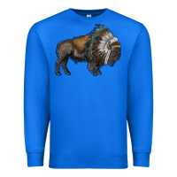 True Royal bison with indian headdress Premium Sweatshirt - RanaPortraitStore