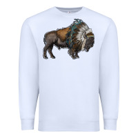 White bison with indian headdress Premium Sweatshirt - RanaPortraitStore