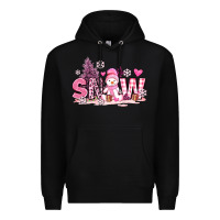 Black pink snowman and snow Premium Hoodie - AdoDesignShop