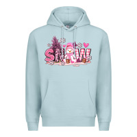 Blue Mist pink snowman and snow Premium Hoodie - AdoDesignShop