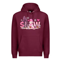 Burgundy pink snowman and snow Premium Hoodie - AdoDesignShop