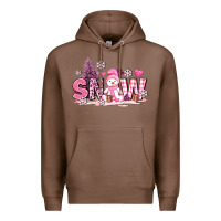 Chestnut pink snowman and snow Premium Hoodie - AdoDesignShop
