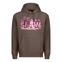 Coffee pink snowman and snow Premium Hoodie - AdoDesignShop