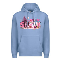 Colony Blue pink snowman and snow Premium Hoodie - AdoDesignShop