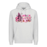 Dove Grey pink snowman and snow Premium Hoodie - AdoDesignShop