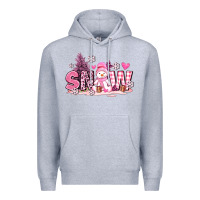 Heather Grey pink snowman and snow Premium Hoodie - AdoDesignShop