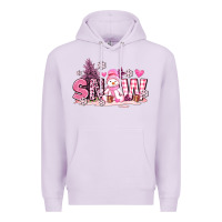 Lilac pink snowman and snow Premium Hoodie - AdoDesignShop