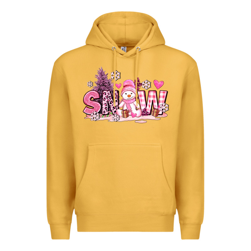 Pink Snowman And Snow Premium Hoodie by AdoDesignShop | Teevron