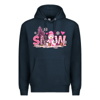 Navy pink snowman and snow Premium Hoodie - AdoDesignShop