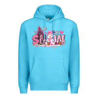 Ocean Blue pink snowman and snow Premium Hoodie - AdoDesignShop