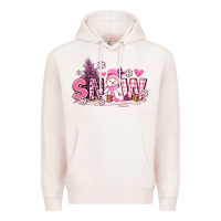 Pale Pink pink snowman and snow Premium Hoodie - AdoDesignShop
