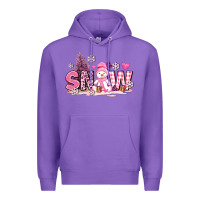 Purple pink snowman and snow Premium Hoodie - AdoDesignShop