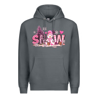 Rock pink snowman and snow Premium Hoodie - AdoDesignShop