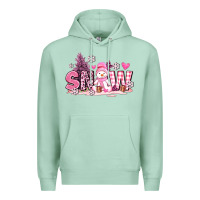 Seafoam pink snowman and snow Premium Hoodie - AdoDesignShop