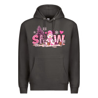 Smoke pink snowman and snow Premium Hoodie - AdoDesignShop