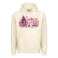 Tofu pink snowman and snow Premium Hoodie - AdoDesignShop