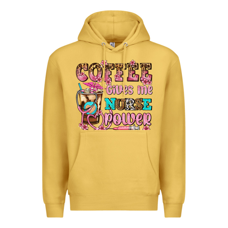 Coffee Gives Me Nurse Power Premium Hoodie by AdoDesignShop | Teevron