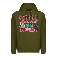 Army Green coffee gives me nurse power Premium Hoodie - AdoDesignShop