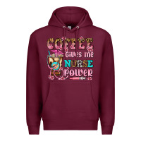 Burgundy coffee gives me nurse power Premium Hoodie - AdoDesignShop
