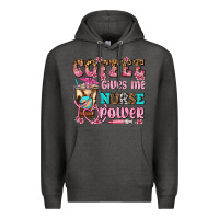 Charcoal Heather coffee gives me nurse power Premium Hoodie - AdoDesignShop