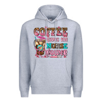 Heather Grey coffee gives me nurse power Premium Hoodie - AdoDesignShop