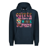 Navy coffee gives me nurse power Premium Hoodie - AdoDesignShop