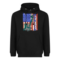 Black usa flag with statue of liberty Heavyweight Hoodie - texasbilliewilder