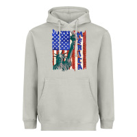 Usa Flag With Statue Of Liberty Heavyweight Hoodie | Teevron