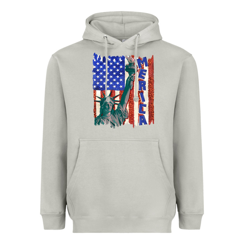 Usa Flag With Statue Of Liberty Heavyweight Hoodie by texasbilliewilder | Teevron