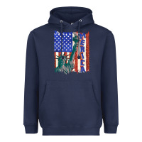 Navy usa flag with statue of liberty Heavyweight Hoodie - texasbilliewilder