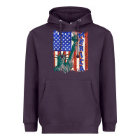Plum usa flag with statue of liberty Heavyweight Hoodie - texasbilliewilder